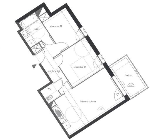 Appartement 3 pièces 56.78m²