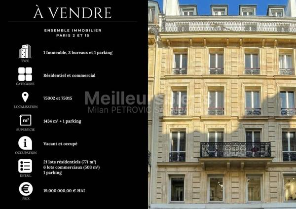 Paris 2ème - À VENDRE - Immeuble de 1 434 m²