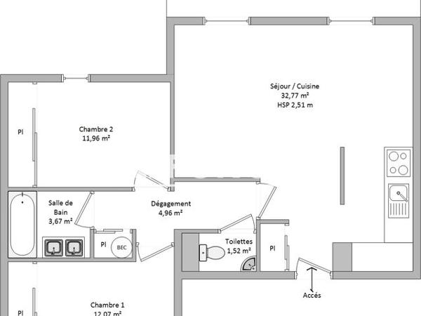 Location Appartement 3 pièces 66.95 m² - CROIX DE JOANNIS Montfavet 84140