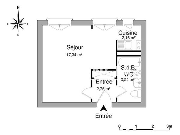 Location Studio 26.19 m² - 84 AVENUE BAUDIN Limoges 87000