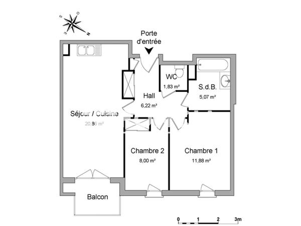Location Appartement meublé 3 pièces 53.86 m² - 1 AVENUE GENERAL CARMILLE La Seyne Sur Mer 83500