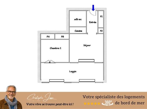 Appartement  4-6 couchages face mer