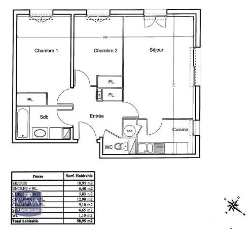 Appartement à vendre 3 pièces 58.95m² Longueau (80330)