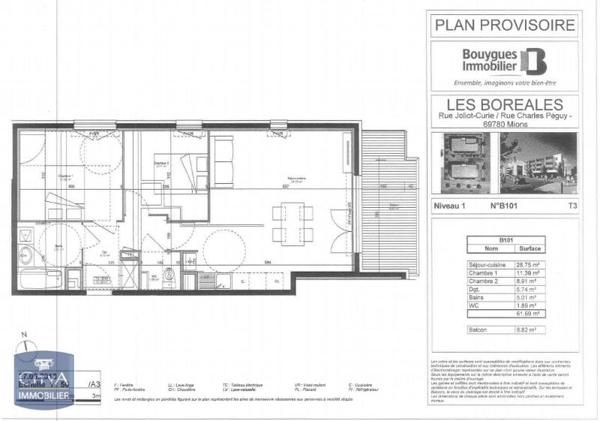 Appartement à louer 3 pièces 61.48m²