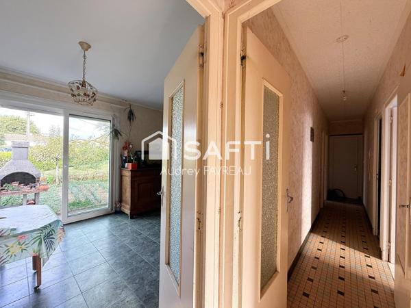 Maison de plain-pied, 3 chambres, garage, jardin