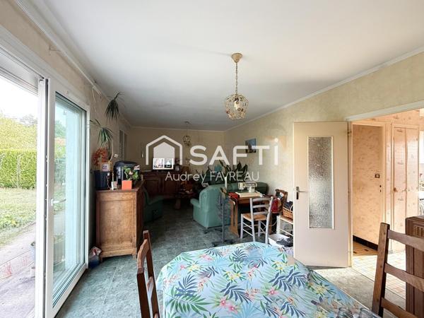 Maison de plain-pied, 3 chambres, garage, jardin