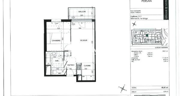 Location Appartement 2 pièces 42.47 m² - Persan 95340