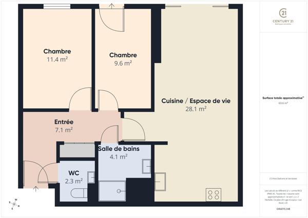 Appartement F3 à vendre  3 pièces - 64,10 m2 CHARTRES - 28