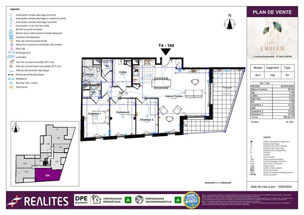 Appartement 4 p 3 chambres avec terrasse - NEUF - livrable