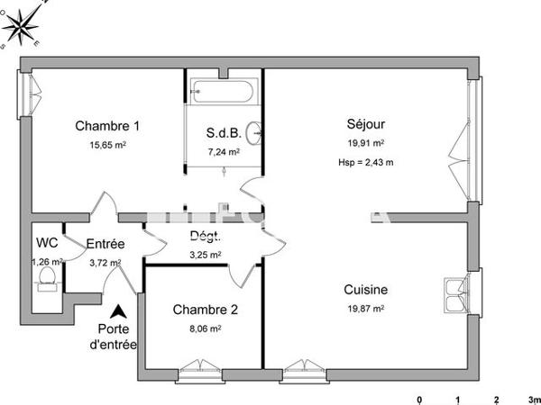 Location Appartement 3 pièces 78.96 m² - 13 RUE CAMILLE SAINT-SAENS Bonsecours 76240