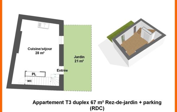 Vente Appartement P3 Rez de jardin rénové(e) Montluel   