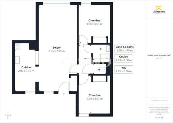 Vente Appartement 3 pièces de 68m² - 69009 Lyon
