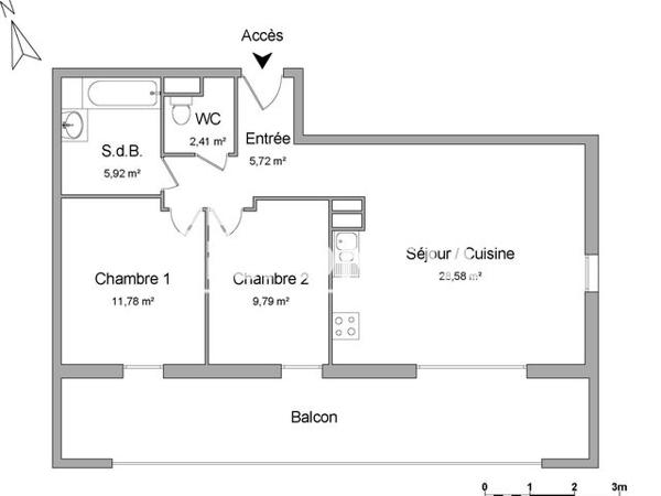 Location Appartement 3 pièces 64.2 m² - 33 AVENUE SIMONE VEIL Aussonne 31840