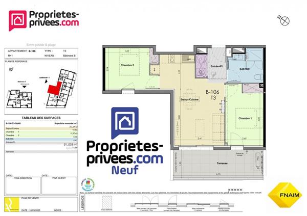 Appartement Saint Pierre La Mer 3 pièce(s) 51.03 m2