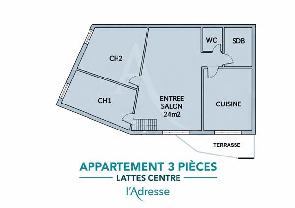 EXCLUSIVITÉ - LATTES CENTRE - T3 ATYPIQUE DE 83 m² UTILES (68m2 loi carrez) - GRANDE MEZZANINE - TERRASSE PLEIN SUD