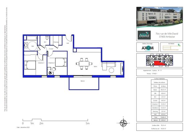 Appartement Amboise 3 pièce(s) - Résidence Villa David