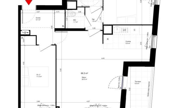 Vente Appartement P3 3P 66m2 - 5m2 terrasse - parking Ivry-sur-seine