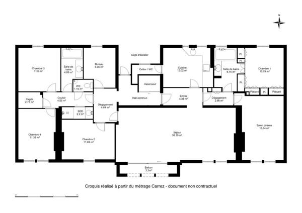 Commerce – Appartement familial en dernier étage avec balcon