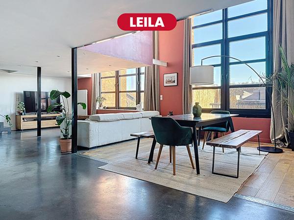 LEILA - Dernier étage - Superbe loft T3 en duplex de 100m2 + Balcon Sud Est + Parking - Tourcoing Gare