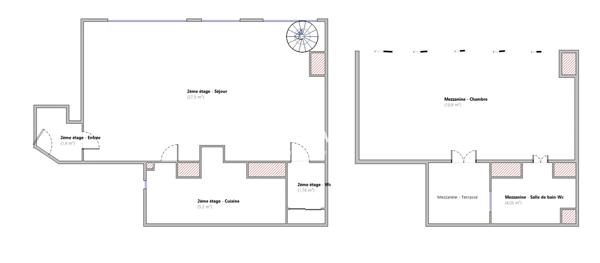 Appartement deux pièces dernier étage avec terrasse - Faubourg Saint-Honoré