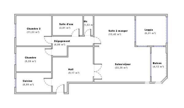 Appartement à vendre 4 pièces 86 m² Lyon 7