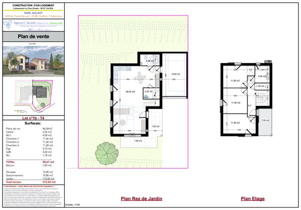 Maison neuve de 98.67m² lot 1b en BRS ( bail réel solidaire) à Saint Julien