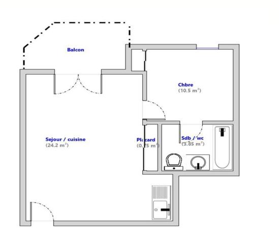 Millau (12100) APPARTEMENT F2 DE 39,30 M² AVEC TERRASSE