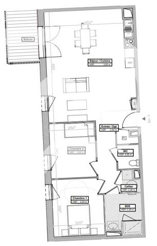 Appartement 3 pièces 74.78 m2