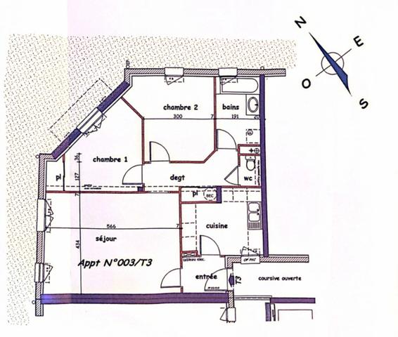 Appartement T3 72 m2, RDC -  PLEURTUIT centre