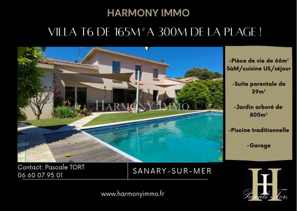 Villa contemporaine T6 de 193m² habitables à 500m de la plage à Sanary-sur-mer 83 110 (Var).