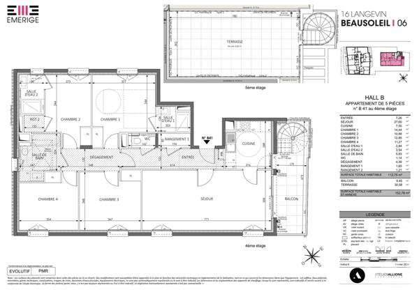Appartement F5 à vendre  5 pièces - 112,75 m2 BEAUSOLEIL - 06