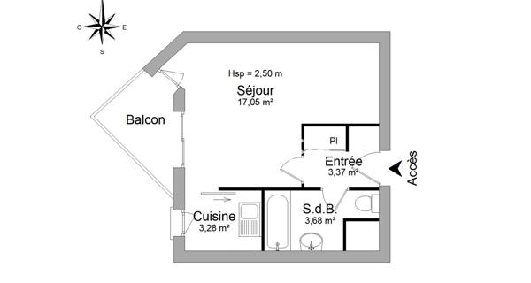 Location Studio 27.38 m² - Meylan 38240