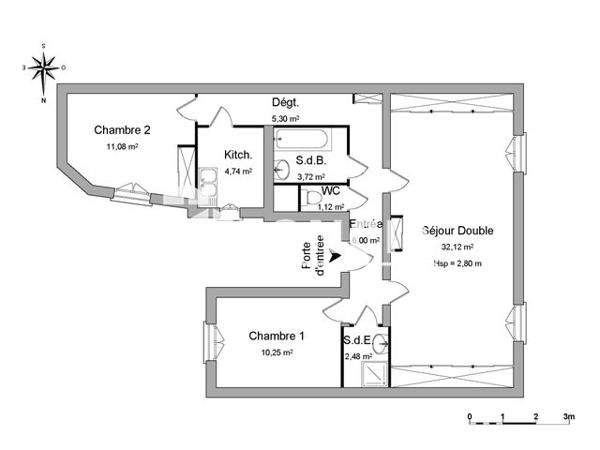 Location Appartement 3 pièces 76.8 m² - 160 GRANDE RUE C.DE GAULLE Nogent Sur Marne 94130