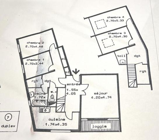 NEUVILLE SUR SAONE. Appartement duplex  114m2, 5 pièces en dernier étage
