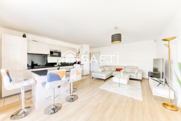 Appartement 3 pièces de 64m², immeuble récent de standing avec jardin et terrasse de 52m², exposé Sud-Ouest