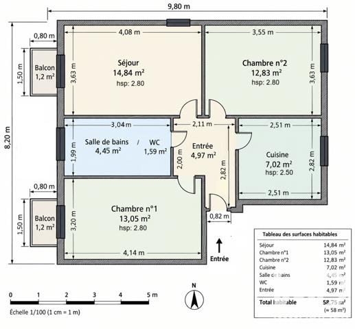 Appartement à vendre 3 pièces 58,79 m² Beausoleil