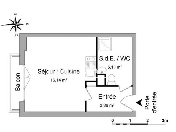 Location Studio 25.1 m² - 13 RUE JEAN PIESTRE Corbeil Essonnes 91100