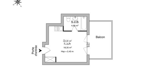 Location Studio 23.06 m² - Caen 14000