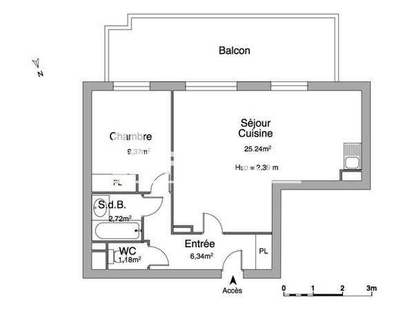 Location Appartement 2 pièces 44.85 m² - 2 RUE MONTPLAISIR Metz 57070
