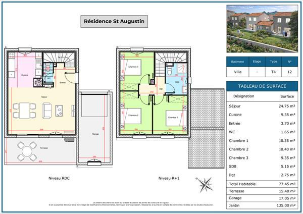 Maison Monte 4 pièces 77,45 m2 - garage - terrasse - jardin