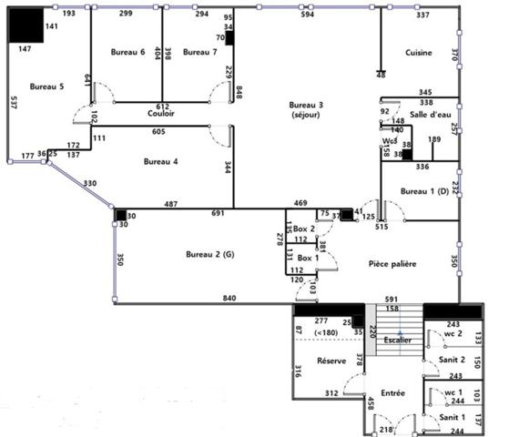 Locaux de bureaux 239 m² au sol (235,94 m² Carrez)