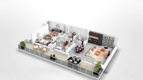 T4 lumineux de 90,70 m² avec deux terrasses, dont un toit terrasse de 87,30 m², offrant une vue ouverte sur le bassin de Thau