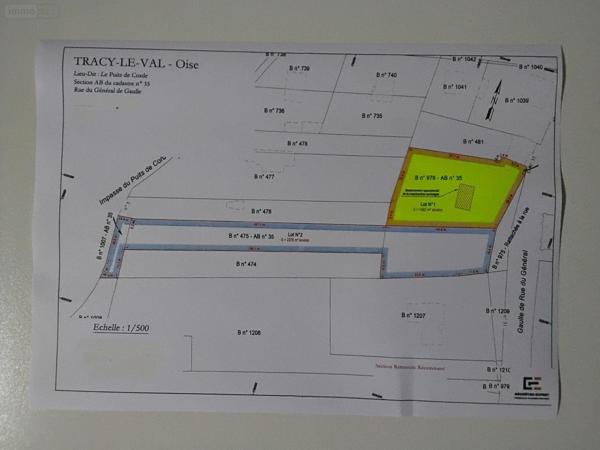 Terrain à Batir à vendre à Tracy-le-Val dans l'Oise (60170), ref : 60056-174