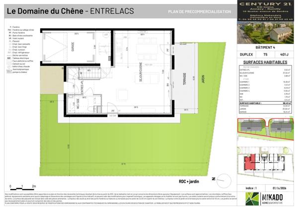 Maison à vendre  5 pièces - 98,43 m 2   ENTRELACS  - 73