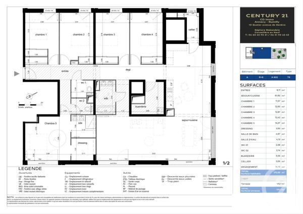 Appartement T6 à vendre  6 pièces - 175,05 m 2   ANNECY  - 74