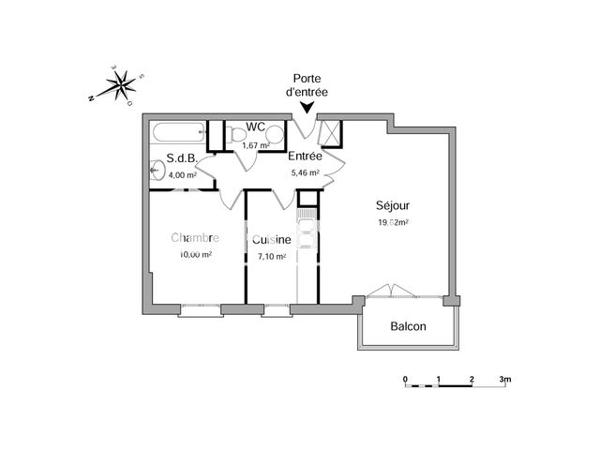 Location Appartement 2 pièces 47.9 m² - 127/2 RUE DE L'ABBE BONPAIN Marcq En Baroeul 59700