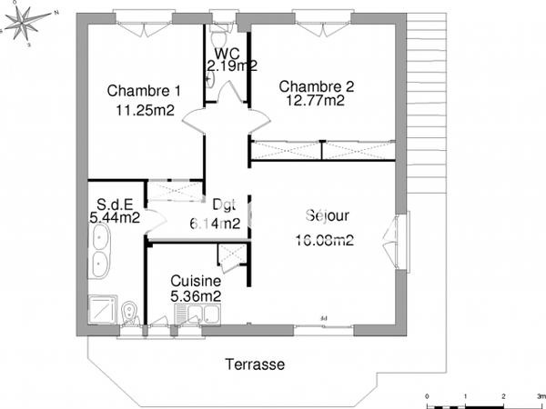 Location Appartement 3 pièces 59.53 m² - 9 BOULEVARD SAINT SAENS Valras-plage 34350