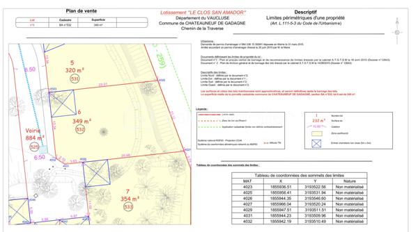 Lotissement de 349 m²