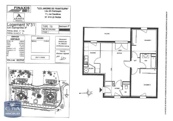 Appartement à louer 3 pièces 68.93m² Le Fauga (31410)