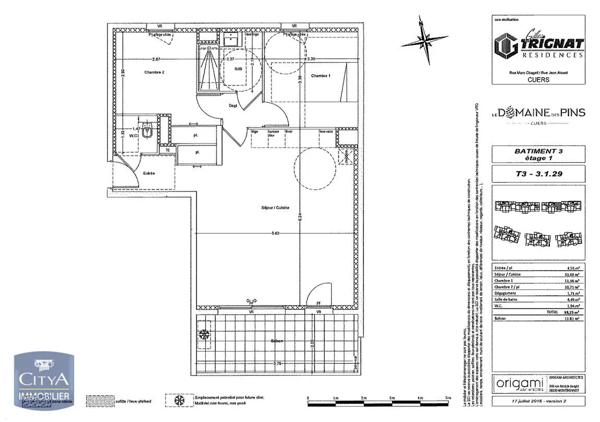 Appartement à louer 3 pièces 68.75m² Cuers (83390)